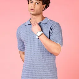 V-Mart Men Self Design Polo Collar Cotton T-shirt-picture-36
