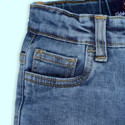 Kiddopanti Denim Washed Shorts - Medium Blue image 5