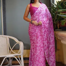 KALINI Floral Poly Chiffon Saree-image-17