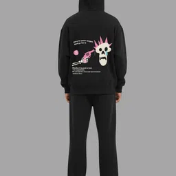 TheBTclub Printed Hooded Neck Sweatshirt With Trousers Co-Ords image 2