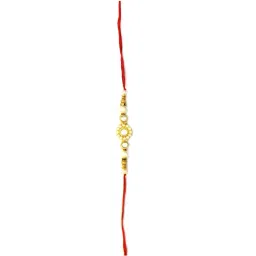 Karatcart Gold-Plated Kundan Rakhi with Roli Chawal & Greeting Card for Brother - Set of 2 image 5