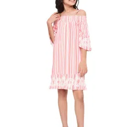 Global Desi Girl Coral Striped Dress-image-83