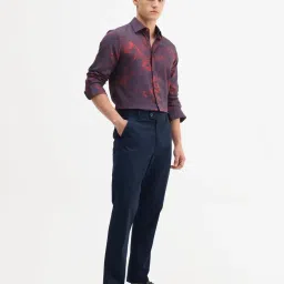 Rare Rabbit Navy Solid Regular Fit Formal Trousers image 2