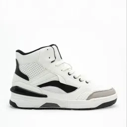 Red Tape Men's Slam Dunk Classics White & Black Ankle High Sneakers image 2