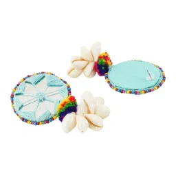 Teejh Ethnic Abhigita Blue Fabric and Mirror Dangler Earring image 5