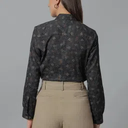 Hancock Black Cotton Floral Print Shirt image 2