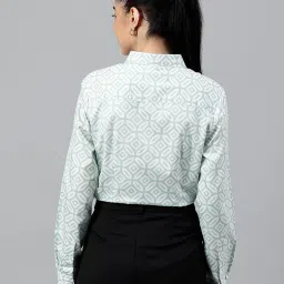 Hancock Light Green & White Cotton Printed Shirt image 2