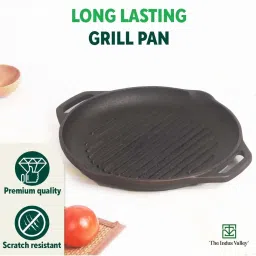 The Indus Valley Black Cast Iron 26.67 cm Round Grill Pan For Barbeque (0.6 L) image 5