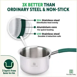 The Indus Valley Silver Stainless Steel 19.05 cm Saucepan With Steel Lid (2 L) image 5