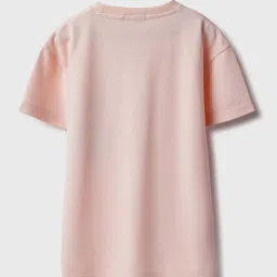 United Colors of Benetton Boys Pink Cotton Solid Tshirt image 2