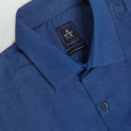 Arrow Blue Cotton Slim Fit Self Pattern Shirt image 5