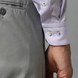 Luxure By Louis Philippe Purple Cotton Slim Fit Texture Shirt image 5