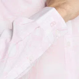 Peter England Pink Cotton Slim Fit Printed Shirt image 5