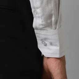 Louis Philippe White Cotton Regular Fit Striped Shirt image 5