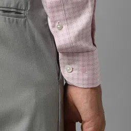 Louis Philippe Permapress Pink Cotton Regular Fit Checks Shirt image 5