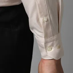 Louis Philippe Permapress Beige Cotton Regular Fit Texture Shirt image 5