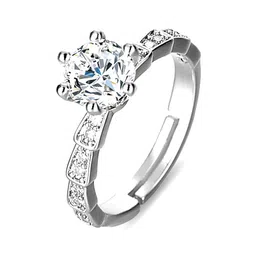 Designs & You Silver-Plated Crystal Studded Adjustable Finger Ring image 5