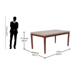 Godrej Interio Terrene Grey & Brown Marble 6 Seater Rectangular Dining Table image 5