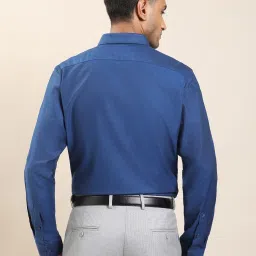 Turtle Blue Cotton Regular Fit Self Design Formal Shirt image 2