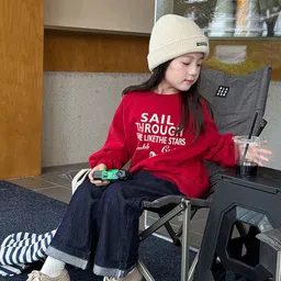 LULU & SKY Girls Typography Printed Long Sleeves Pullover Sweatshirt image 5