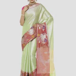 Banarasi Silk Works Green Woven Saree With Unstitched Blouse-picture-36