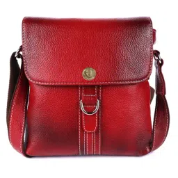 HiLEDER 100% Pure Genuine Leather Messenger Shoulder Handbag 7 inches Sling Cross Body Travel Office Tablet Flap D-Loop Compartment Bag for Men and Women, Maroon-picture-12