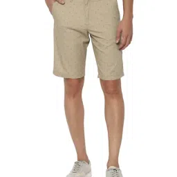 Allen Solly Beige Cotton Slim Fit Printed Shorts-picture-40