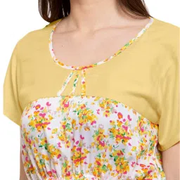 PATRORNA White & Yellow Floral Print Night Dress image 5