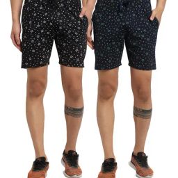 Vimal Jonney Navy & Black Regular Fit Printed Shorts - Pack of 2-picture-25