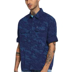Wrangler Navy Regular Fit Printed Shirt-picture-44