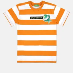 United Colors of Benetton Kids Orange & White Cotton Striped T-Shirt-picture-38