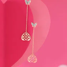 Mia by Tanishq Dazzling Heart 14k Rose & White Gold Diamond Drop Earrings for Women-picture-31