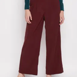MADAME Maroon Regular Fit Trousers-picture-20