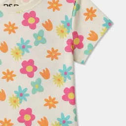 R&B Kids Beige Floral Regular Fit T-Shirt image 3