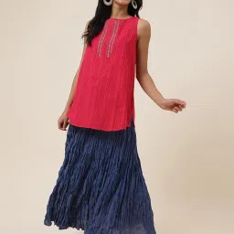 Fabindia Pink Cotton Embroidered Straight Kurti image 5