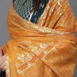 Aurelia Orange Cotton Printed Dupatta image 5