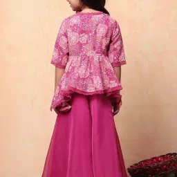 Biba Girls Pink Printed Kurta set image 2