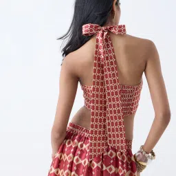 Vark by Westside Red Printed Halter-Neck Ethnic Top image 2