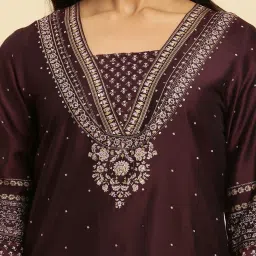 W Purple Printed Straight Kurta image 5