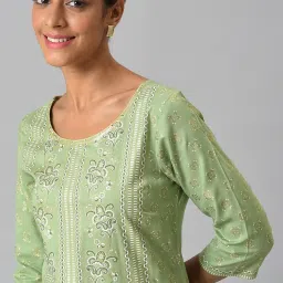 Aurelia Green Floral Print Straight Kurta image 5