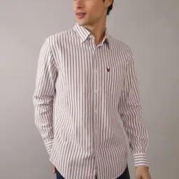 American Eagle Brown Slim Fit Striped Shirt-picture-11