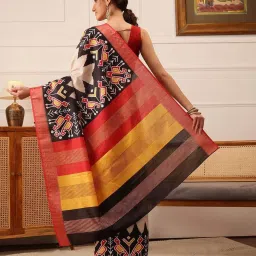 Silk Land Beige Silk Printed Saree With Unstitched Blouse image 2