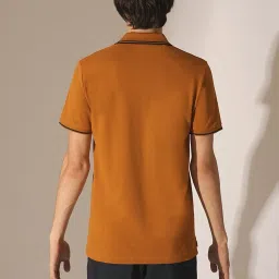 Selected Homme Orange Cotton Slim Fit Polo T-Shirt image 2