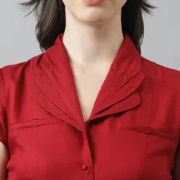 Latin Quarters Maroon Regular Fit Shirt Dress image 5