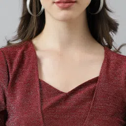 Latin Quarters Red & Black Textured Shift Dress image 5