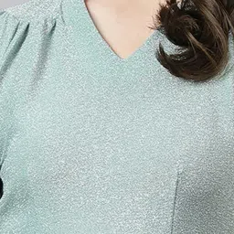 Latin Quarters Sage Green Textured Peplum Top image 5