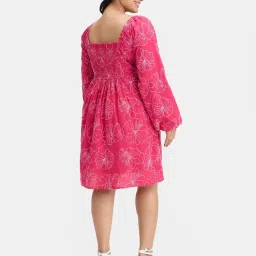 VIRGIO Pink Flared Fit Embroidered Dress image 2