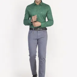Turtle Green Cotton Slim Fit Printed Shirts image 5