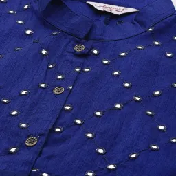 Jompers Blue Embroidered A Line Kurti image 5