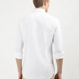 Tommy Hilfiger Optic White Cotton Slim Fit Self Shirt image 2